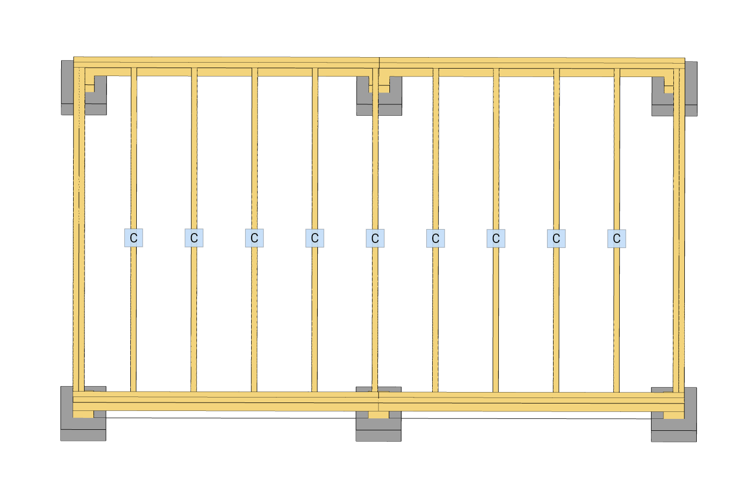 a floating deck frame on layout or 3d model using the redx decks app