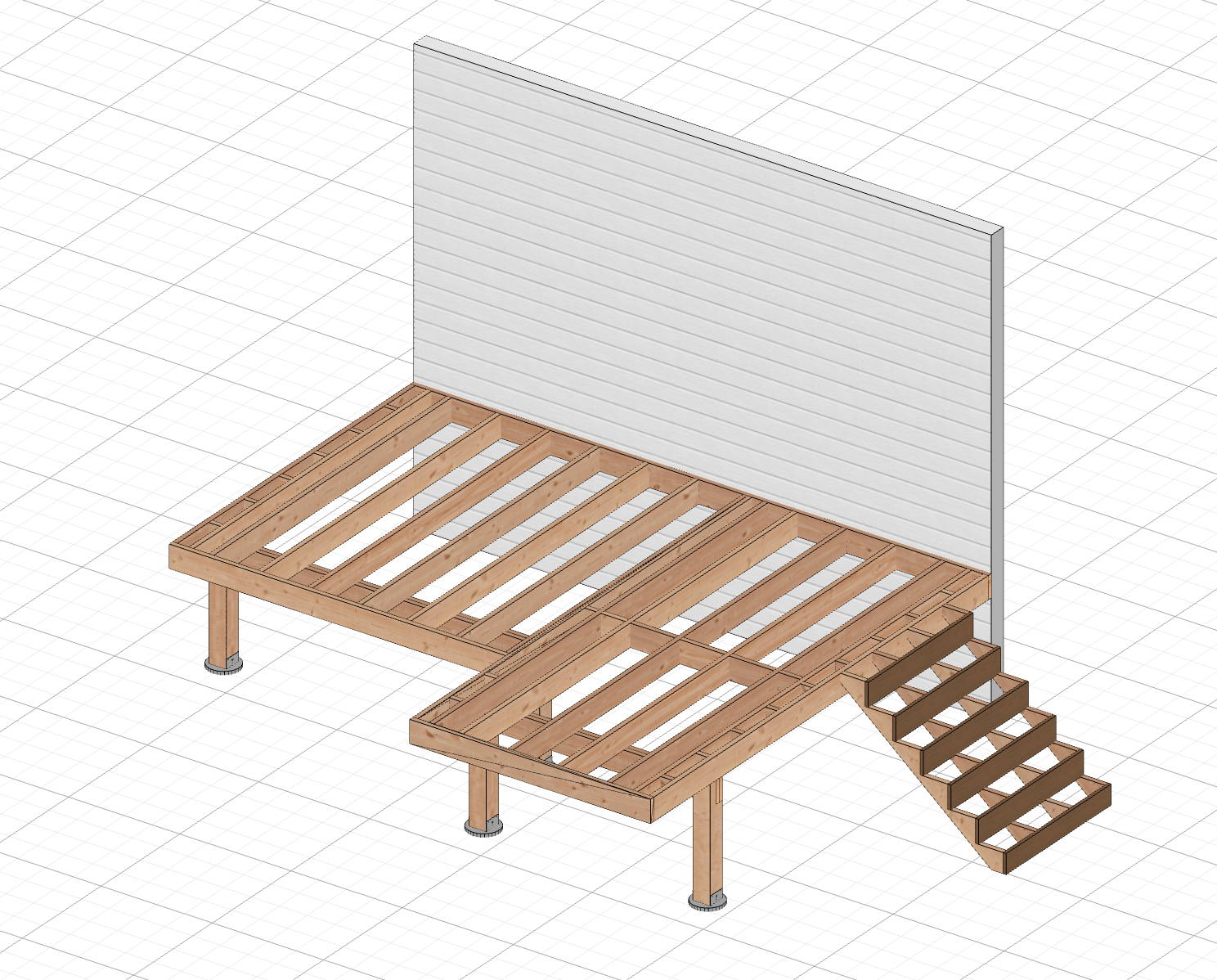 Step-by-step deck design process showing automatic framing in RedX Decks app